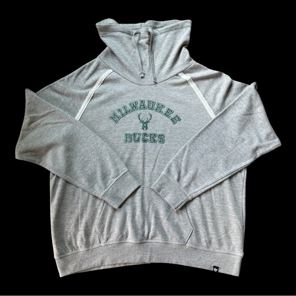 47 Tops - Gray Cowl Neck Milwaukee Bucks Sweatshirt - NWOT
